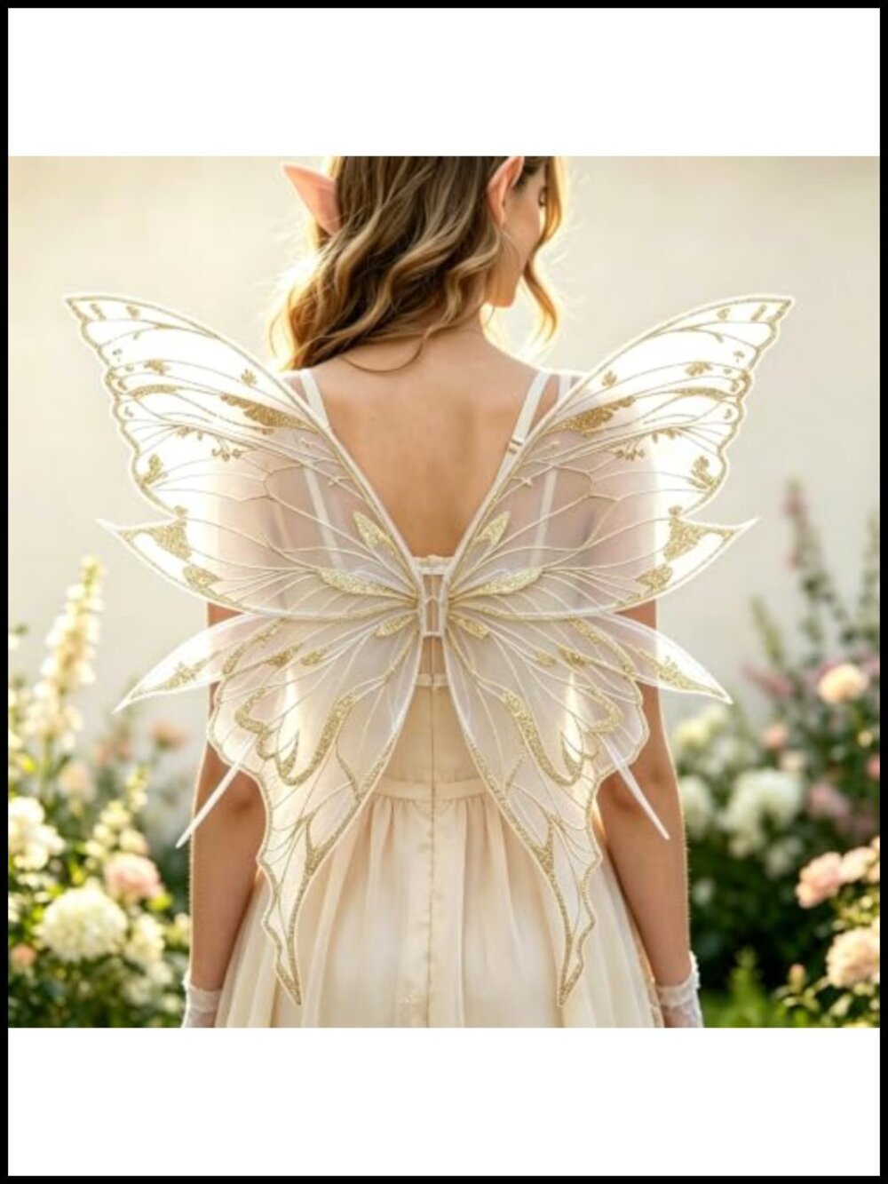 Adult Fairy Costume Set Wings Elf Ears Arm Wrap Wands Cosplay